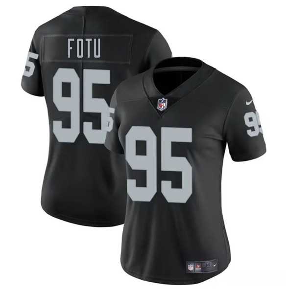 Womens Las Vegas Raiders #95 Leki Fotu Black 2025 Vapor Stitched Jersey Dzhi